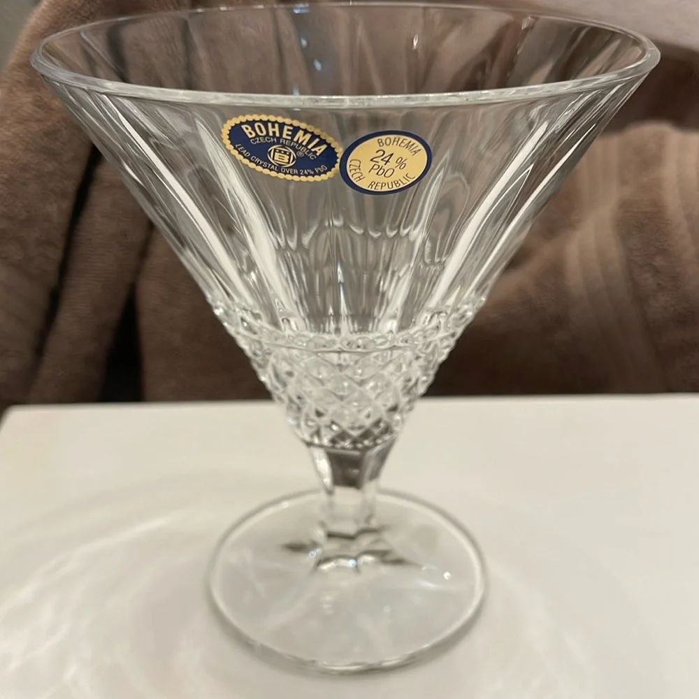 Bohemia 24% Lead Crystal Martini Glass NWT No Chips/Cracks Elegant‎ serving dish